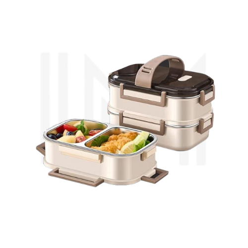 صندوق غداء مكون من طبقتين لوجبة غداء صحية سعة 1400 مل